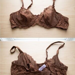 Savage X Fenty Brown Floral Lace Unlined Underwire Bra - 38C